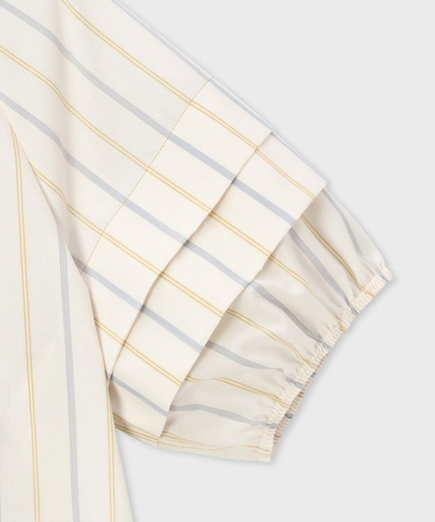 Paul Smith ストライプギャザースリーブ ブラウス アイボリー