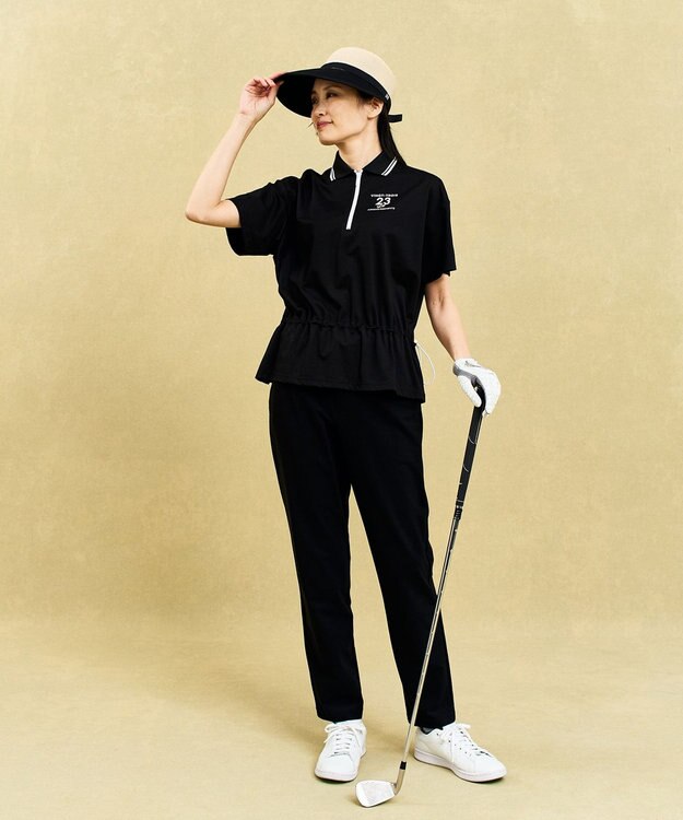 23区GOLF 【辻梨恵プロ着用】ウェストドローコードポロ ブラック系