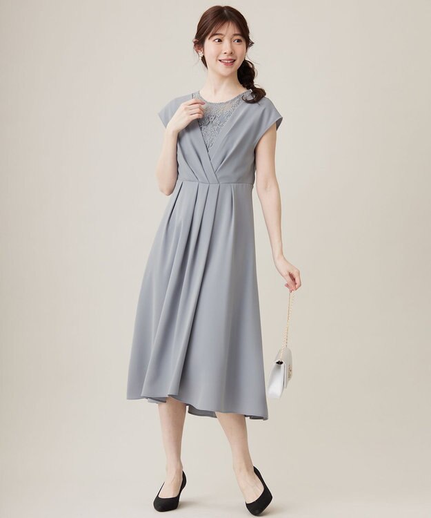 ANY SIS 【Lily Calin】カシュクールタック ドレス スモーキーブルー