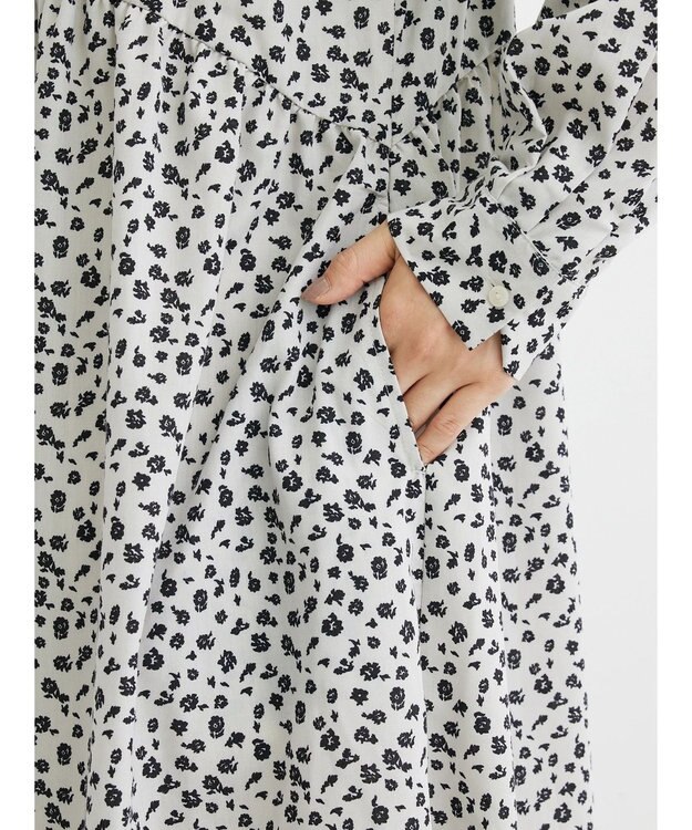 Green Parks ２ｗａｙ小花柄ギャザーシャツワンピース Ecru