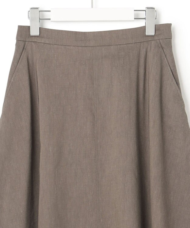 23区 【セットアップ対応】リネンレーヨンストレッチ フレア スカート ダークブラウン系