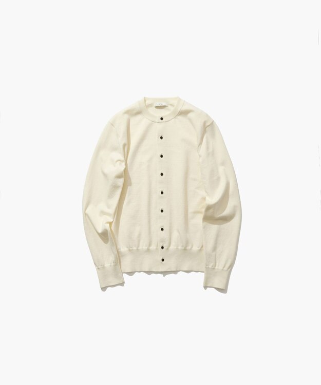 ATON FINE COMPACT COTTON | クルーネックカーディガン OFF WHITE