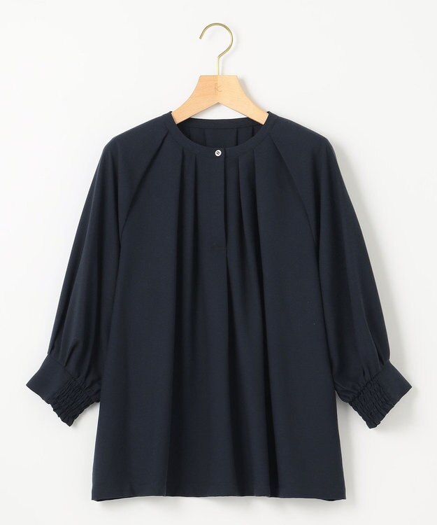 組曲 S 【WEB限定】シアーカルゼ ドルマンスリーブ ブラウス ネイビー系