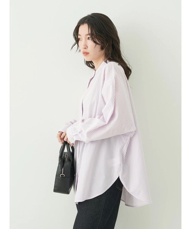 earth music&ecology ドルマンストライプシャツ Stripe Pink