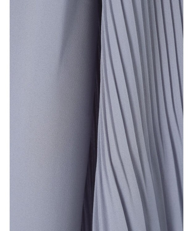 Green Parks 袖プリーツ衿付きブラウス Sax