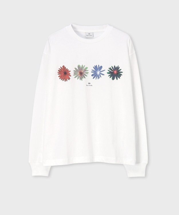 Paul Smith マルチ フローラル プリント 長袖Tシャツ ホワイト