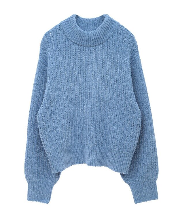 earth music&ecology 透かしベロアモールプルオーバー Blue