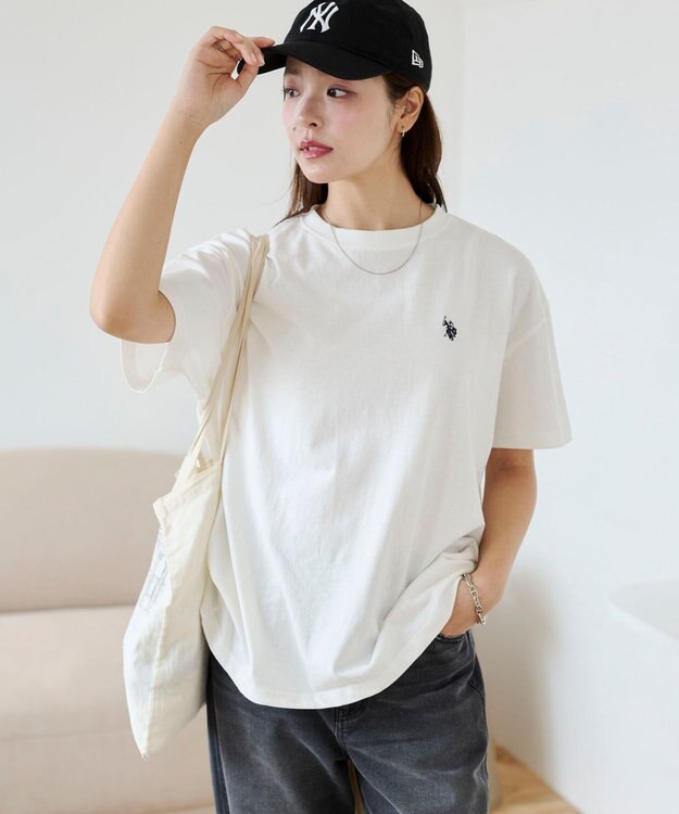 WEGO 【洗える/綿100%】USPOLOワンポイントTシャツ ホワイト