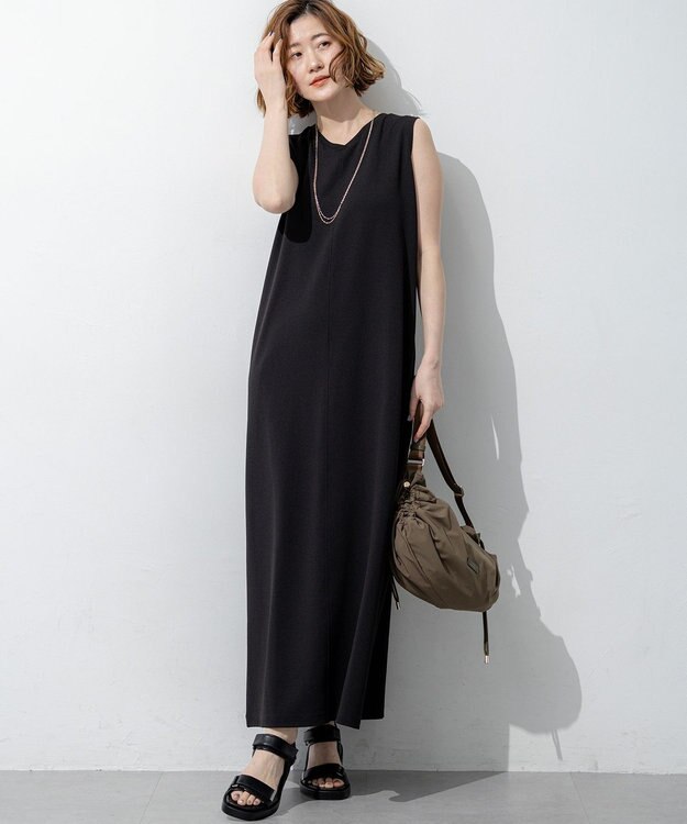 23区 L 【先行予約】ダブルフェイスジャージー Iラインワンピース ブラック系