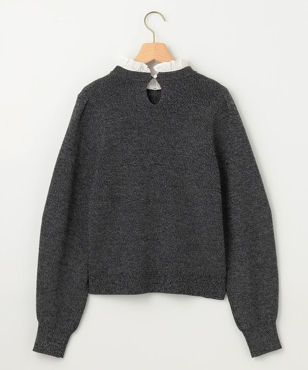 組曲 L 【WEB限定】襟付き片畔ニットプルオーバー グレー系