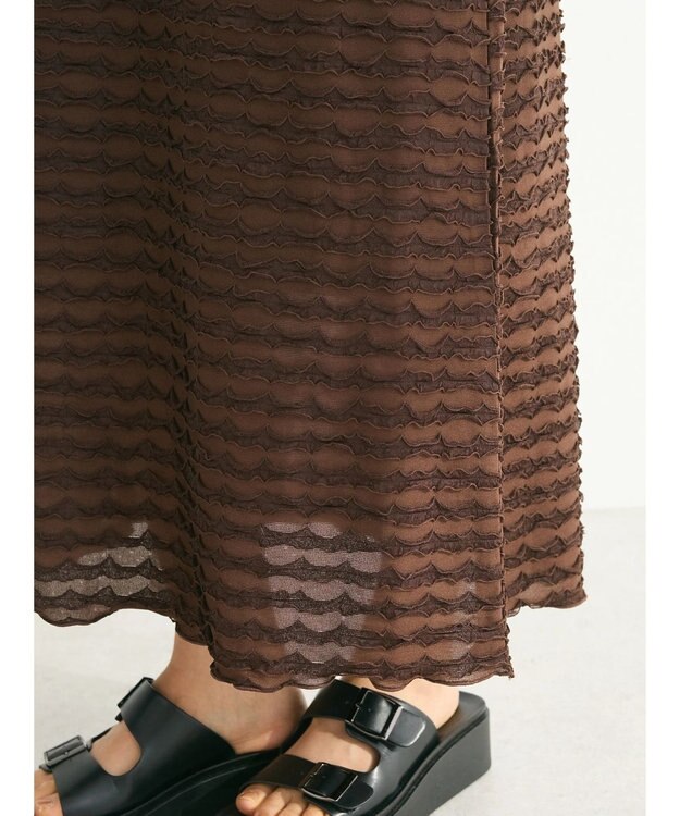 Green Parks カップ付きフリル生地キャミワンピース Brown