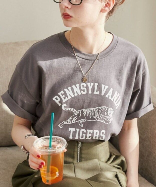 WEGO 【ANGIE VINTAGE】カレッジロゴプリントTee ダークグレー