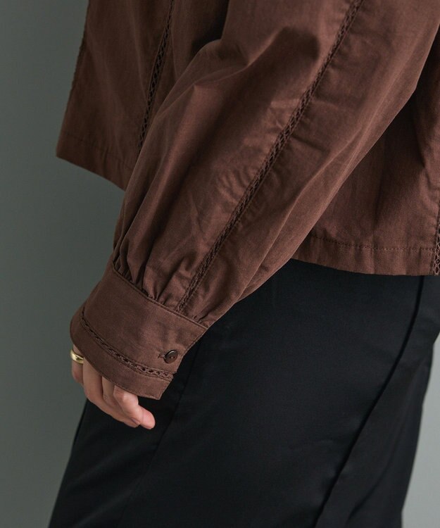 CRAFT STANDARD BOUTIQUE 梯子レースフード付きブラウス Brown