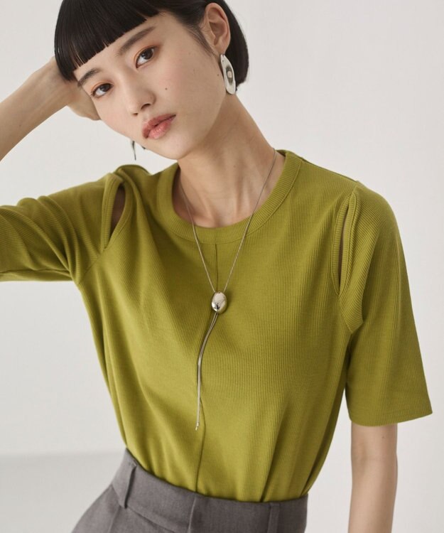 WEGO 【ANGIE VINTAGE】カットアウトリブトップス グリーン