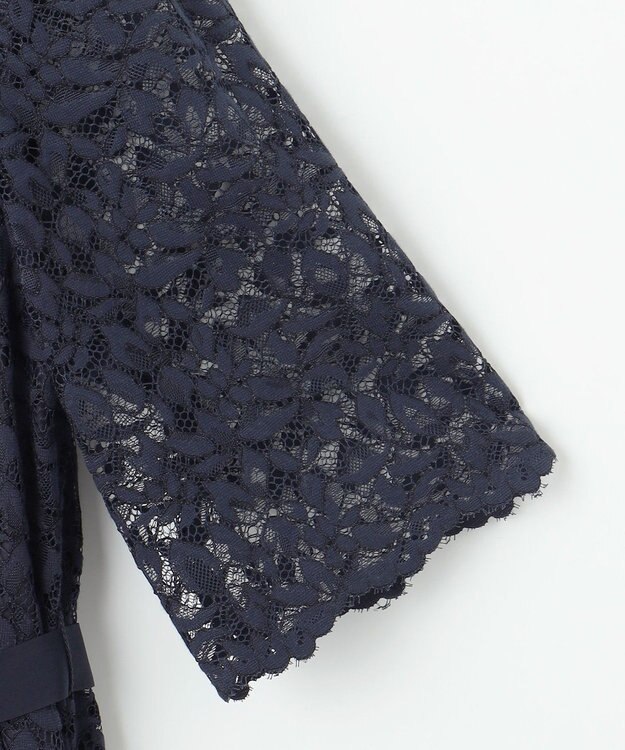 自由区 S 【洗える】フラワーリーフコードレース ワンピース ネイビー