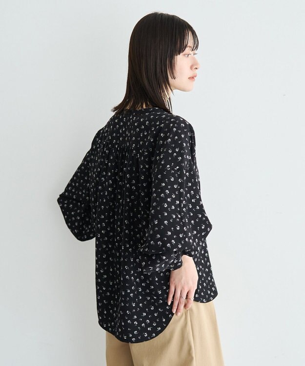 YECCA VECCA 2wayボリューム袖花柄ブラウス Black