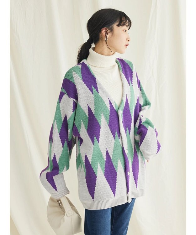 CRAFT STANDARD BOUTIQUE 【男女兼用】アーガイル柄カーディガン2 Purple