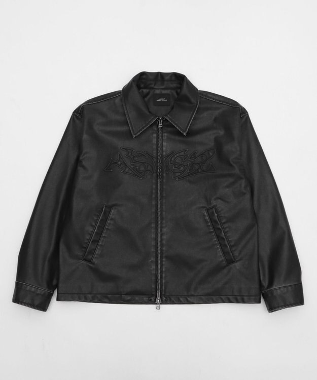 WEGO 【ユニセックス着用ITEM】MA55IVE　PUショートグラフィックブルゾン ブラック