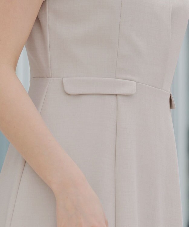 Tiaclasse 【小倉優子さん着用・洗える】フラップ付きミディアム丈フレアワンピース グレージュ