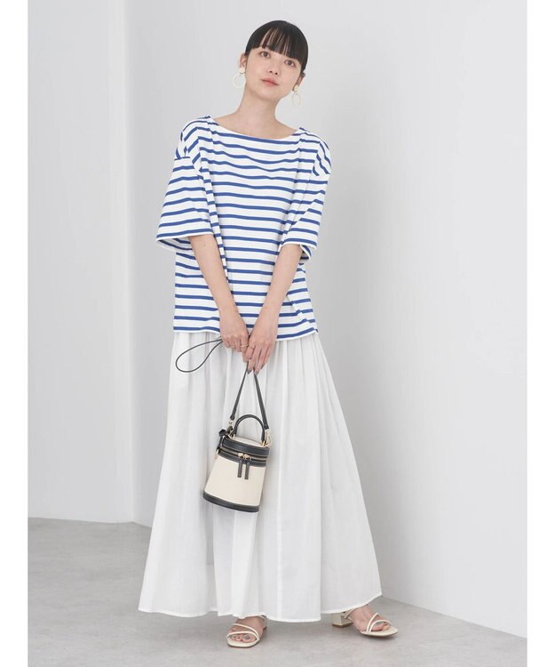 earth music&ecology ショートスリーブボーダーＴＥＥ Blue