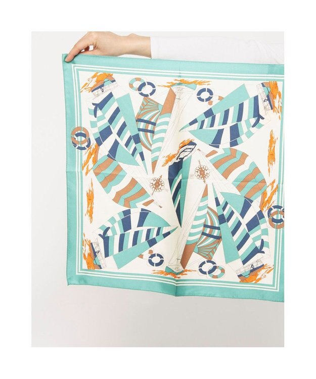 UNBILLION カカトゥ kakatoo / ヨット柄シルクスカーフ ライトグリーン