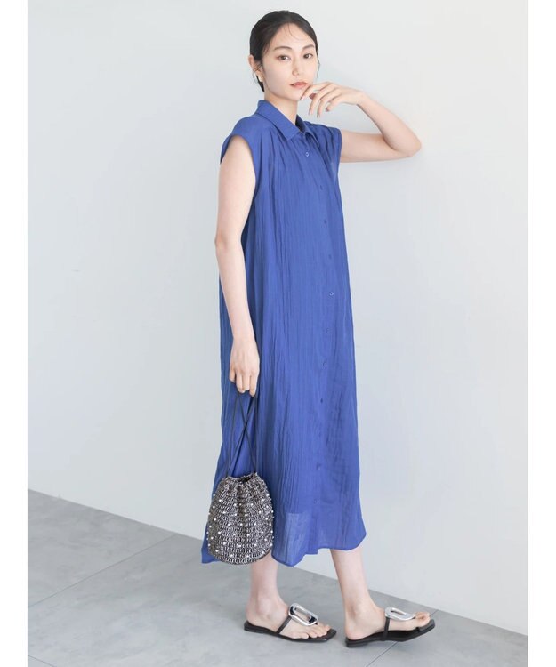Te chichi シャンブレーボイルテントマキシワンピース ブルー