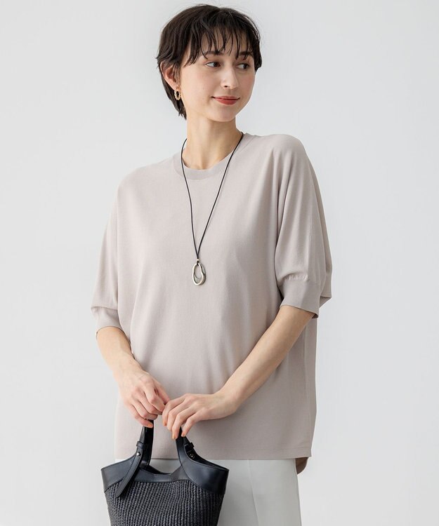 23区 S 【洗える】レーヨンポリエステルストレッチ ドルマン ニット ベージュ系