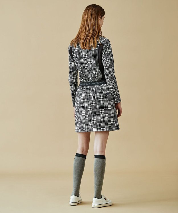 23区GOLF クラシカルで上品！【WOMEN】【ストレッチ・撥水】チェック柄 台形スカート ブラック系3