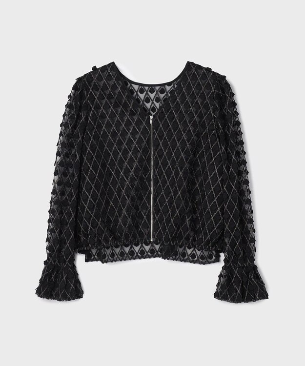 GRACE CONTINENTAL モチーフチュールブラウス ブラック