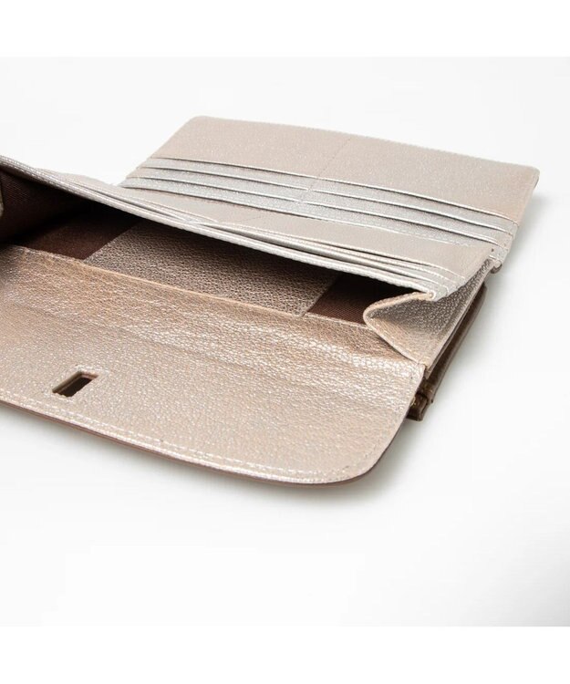 UNBILLION perche カラーコンビレザーかぶせ外がま口長財布 ブラウン