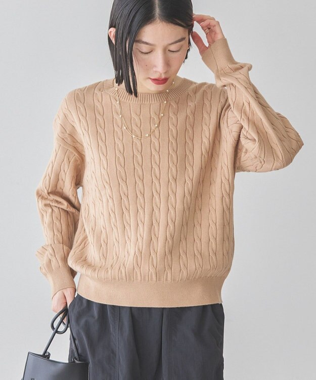 AMERICAN HOLIC バイパチケーブルニットプルオーバー Mocha