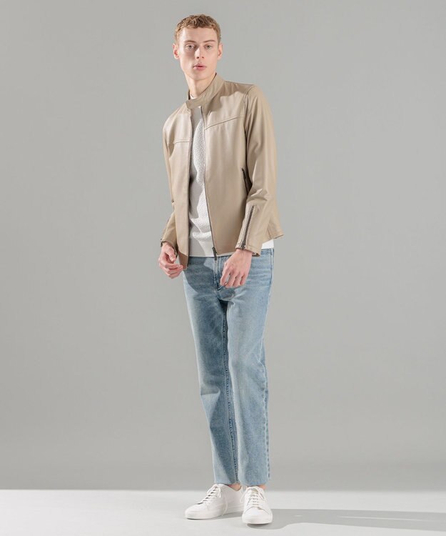 JOSEPH HOMME ライトラムナッパ レザー　    シングルライダース ベージュ系