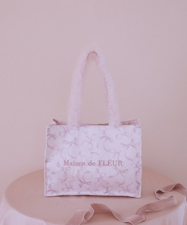 Maison de FLEUR ピンクマニアフリルスクエアトートMバッグ Light Pink