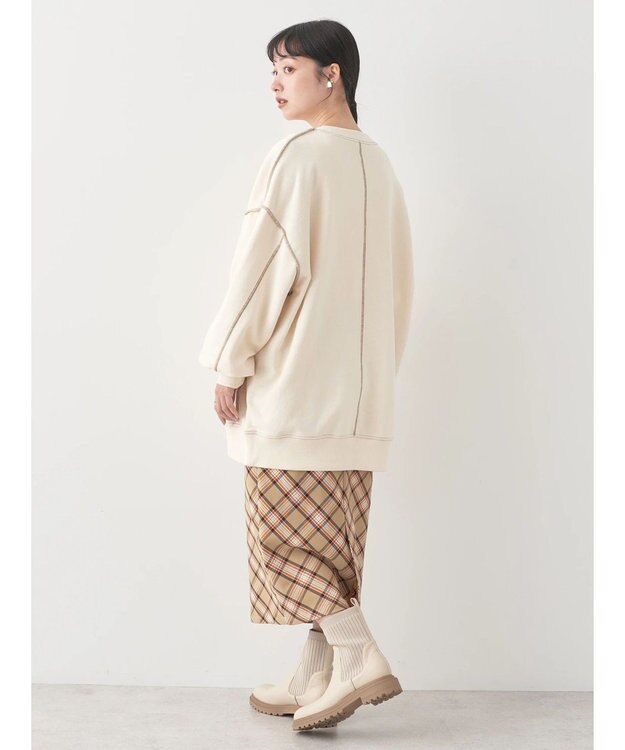 earth music&ecology 配色ルーズスウェット Ivory