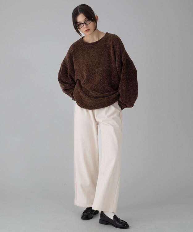 WEGO 【ユニセックス着用ITEM/MLサイズ展開】ベロアモールプルオーバー ブラウン