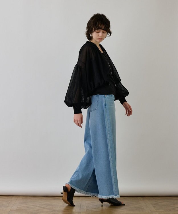 GRACE CONTINENTAL シアーニットバルーンジャケット ブラック