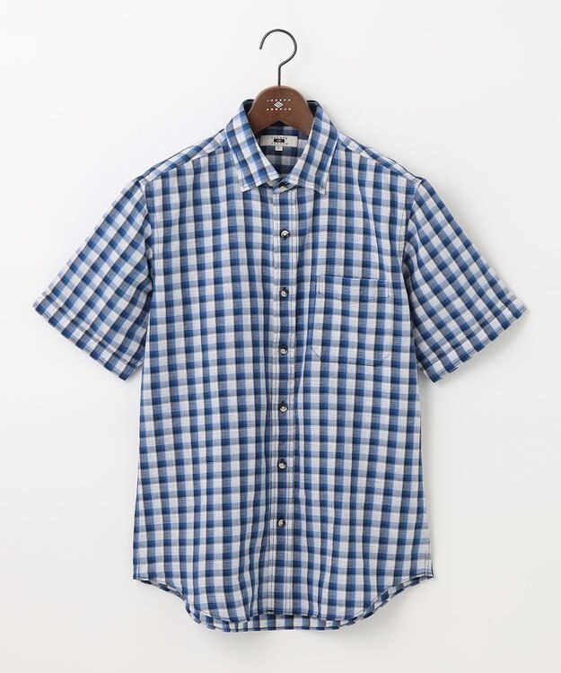 JOSEPH ABBOUD 【サスティナブル】リヨセルリネンチェック 半袖シャツ ブルー系3