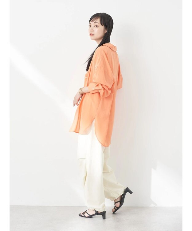 earth music&ecology シアーボーイズライクシャツ Orange