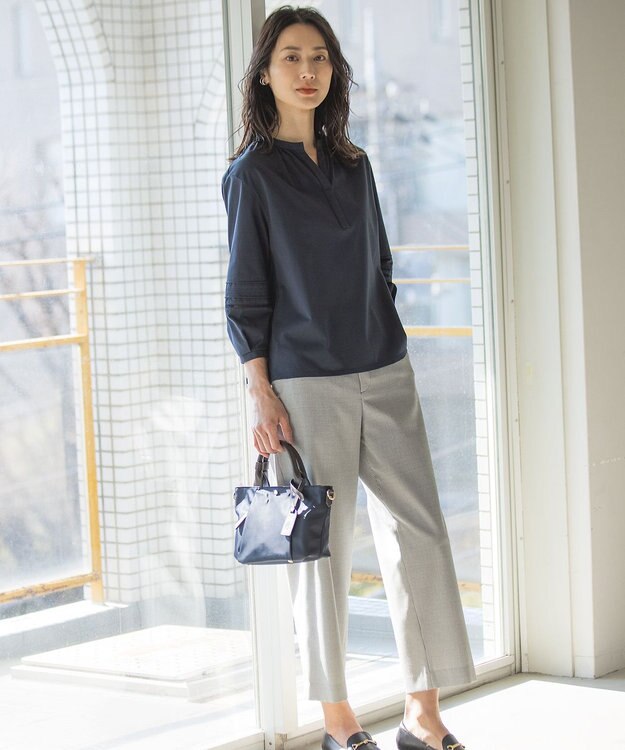 J.PRESS LADIES S 【洗える】プレーティングジャージー スキッパー カットソー ネイビー系