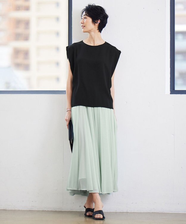 ICB 【WEB限定カラーあり・洗える】 プリントコンビ カットソー ブラック系