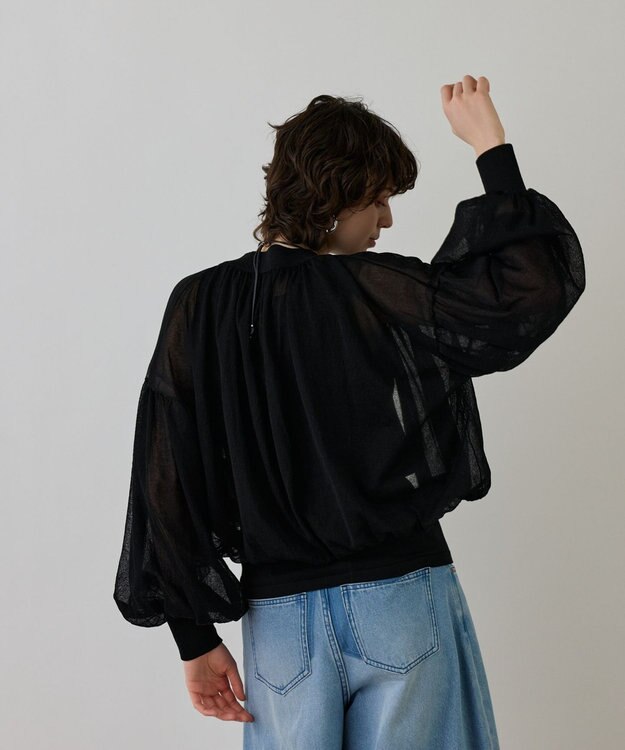 GRACE CONTINENTAL シアーニットバルーンジャケット ブラック