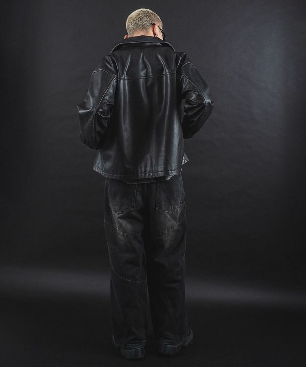 WEGO 【ユニセックス着用ITEM】MA55IVE　PUショートグラフィックブルゾン ブラック