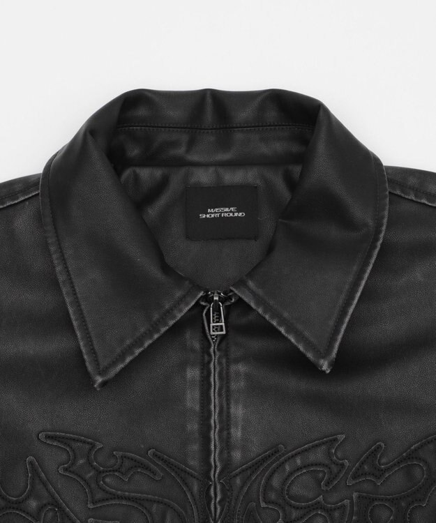 WEGO 【ユニセックス着用ITEM】MA55IVE　PUショートグラフィックブルゾン ブラック