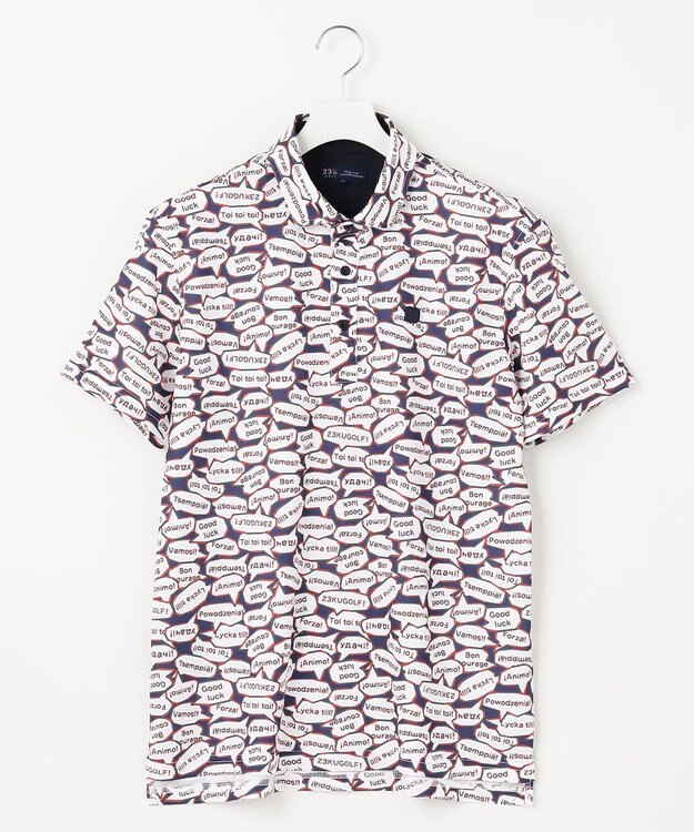 23区GOLF 【MEN】【吸水速乾/UVカット】YELL総柄プリントポロシャツ ネイビー系5