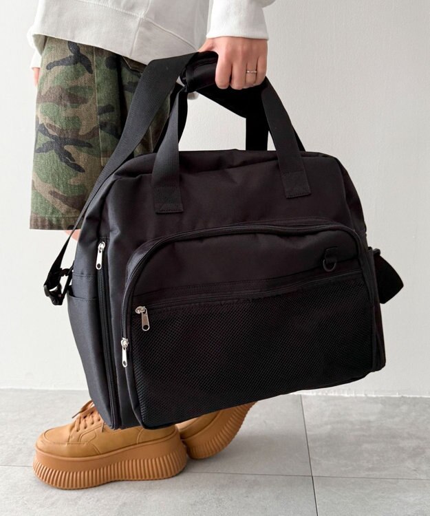 WEGO 【ユニセックス着用ITEM】2way拡張ボストンバッグ ブラック