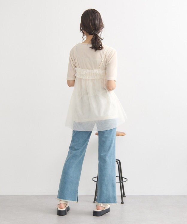 earth music&ecology カットオフフレアデニムパンツ Light Indigo