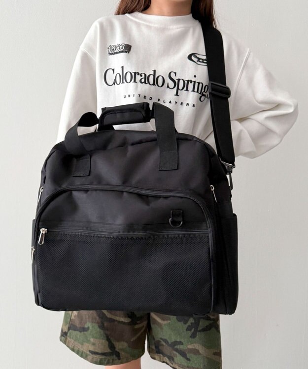 WEGO 【ユニセックス着用ITEM】2way拡張ボストンバッグ ブラック