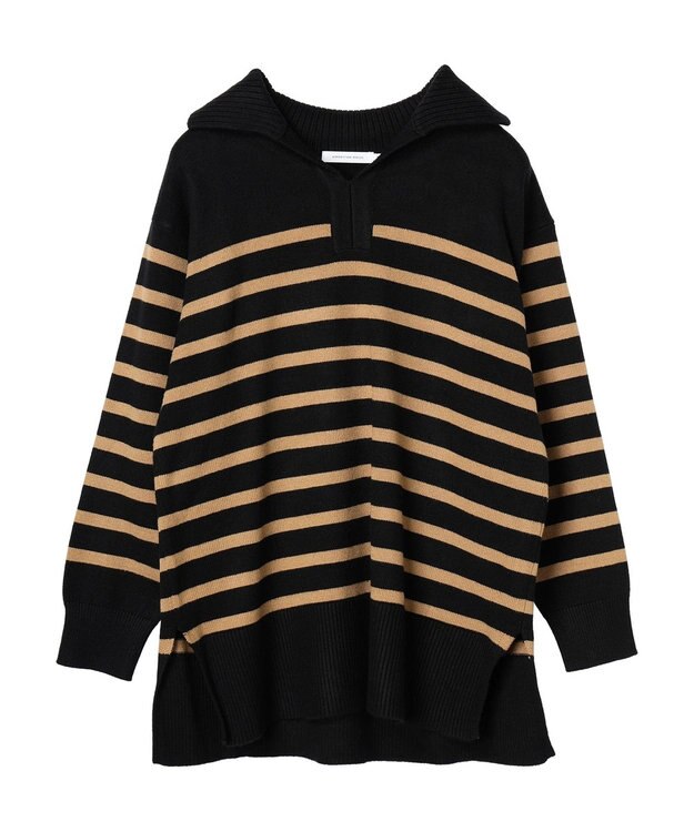 AMERICAN HOLIC バイパチ衿付きニットチュニック Black