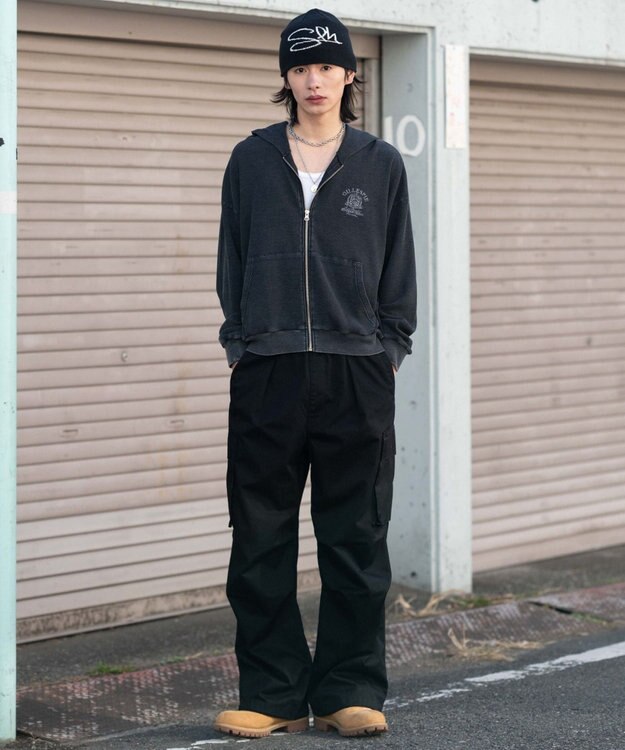 WEGO 【ユニセックス着用ITEM】ワッフルZIPパーカー ブラックその他