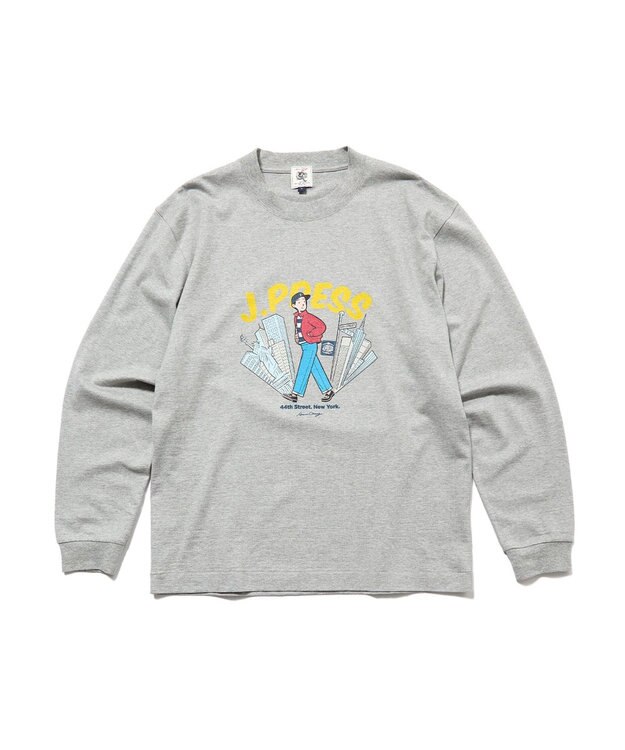 J.PRESS MEN 【AaronChang】【UNISEX】プリントロングスリーブ Tシャツ ライトグレー系